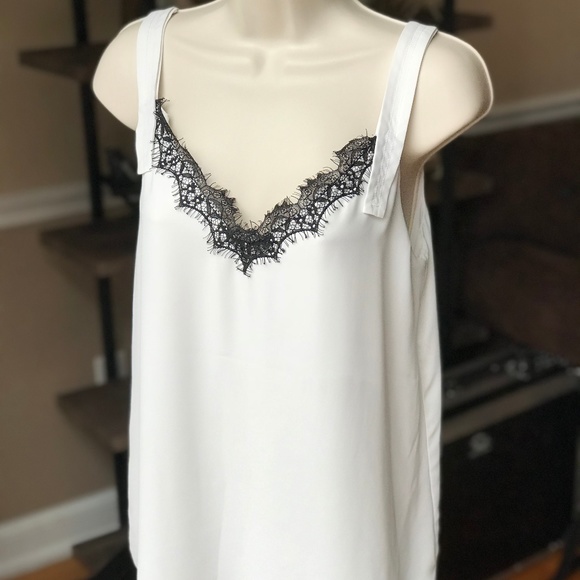 babaton Tops - BABATON White Blouse with Black Lace- Small